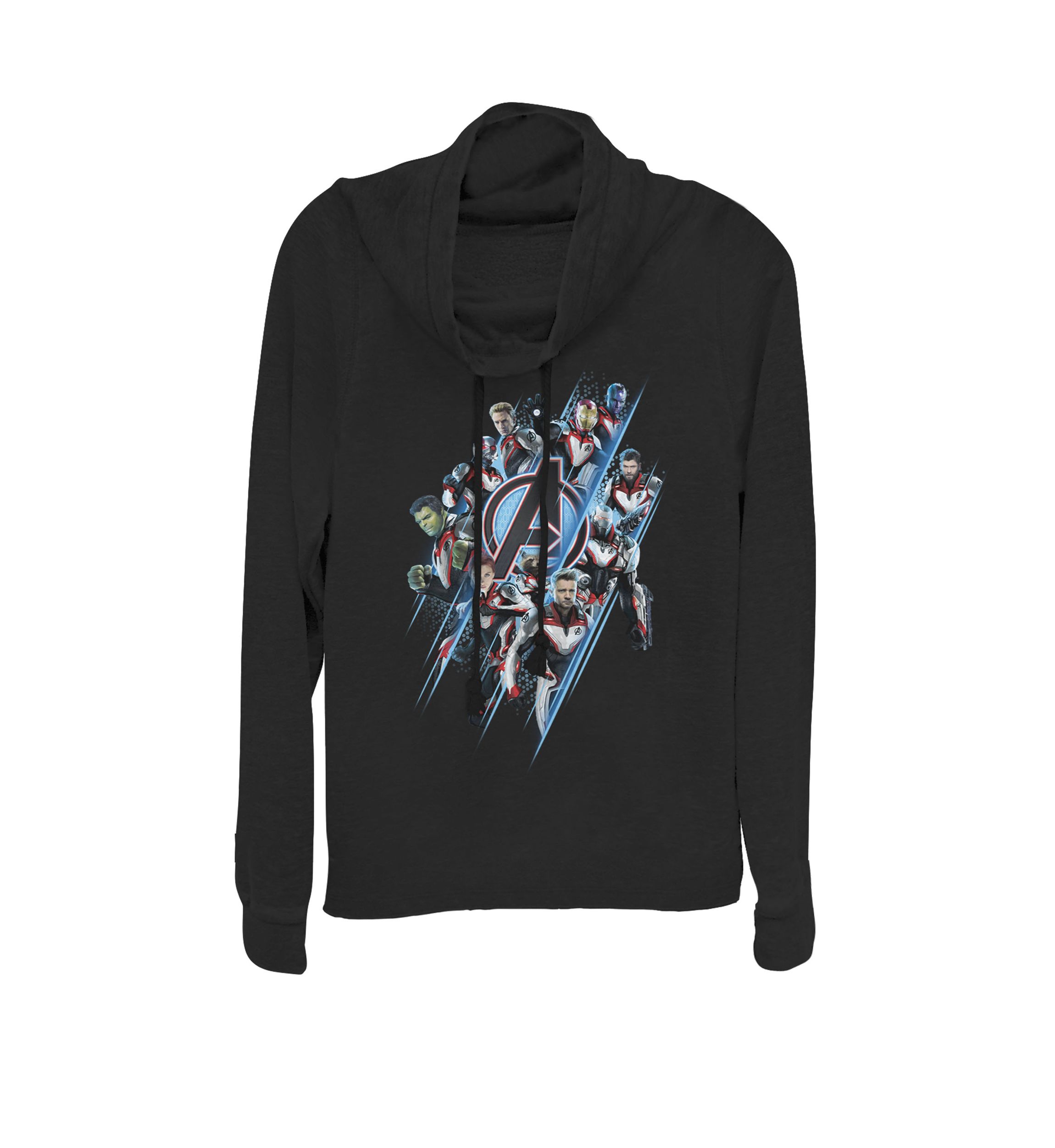 Avengers Endgame Suited Up Team Group Shot Poster Cowl Neck Graphic Pullover