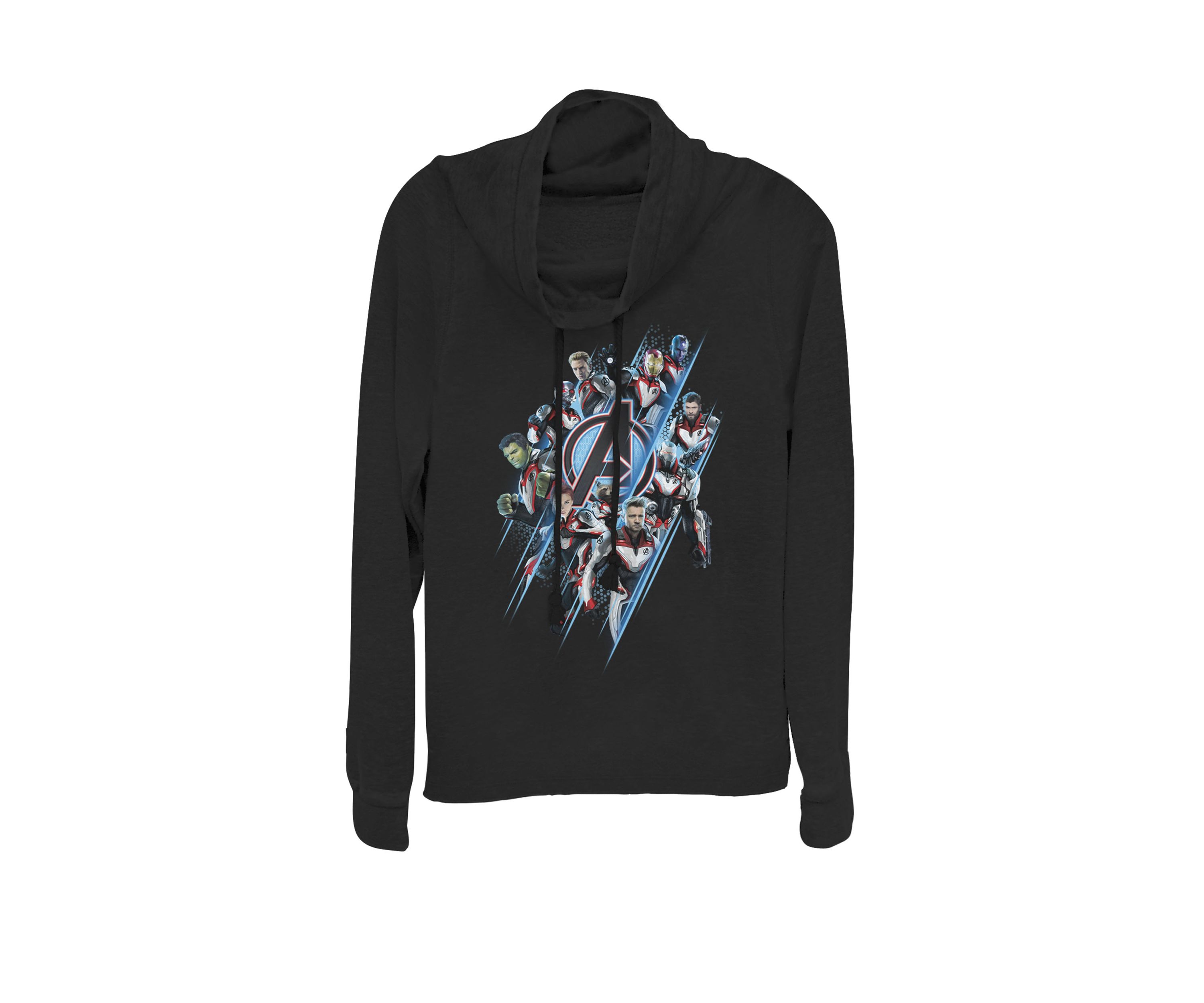 Avengers Endgame Suited Up Team Group Shot Poster Cowl Neck Graphic Pullover
