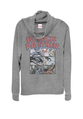 Marvel Women's Black Panther Comic Collage Cowl Neck Graphic Pullover, Grey, XSmall