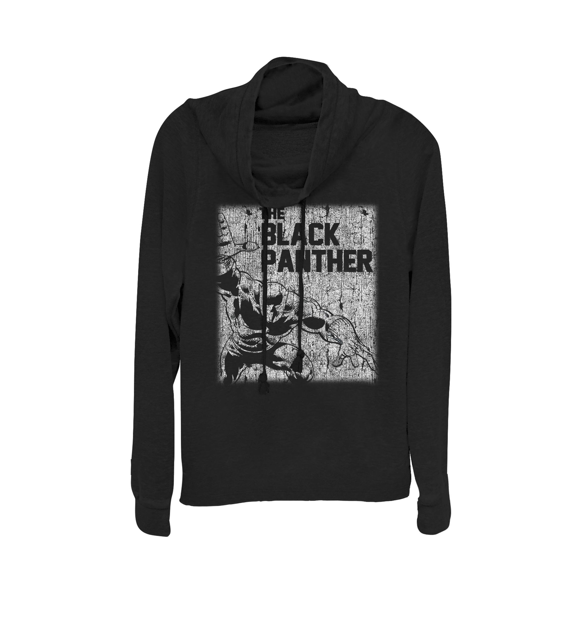 Black Panther Chalk Print Vintage Cowl Neck Graphic Pullover