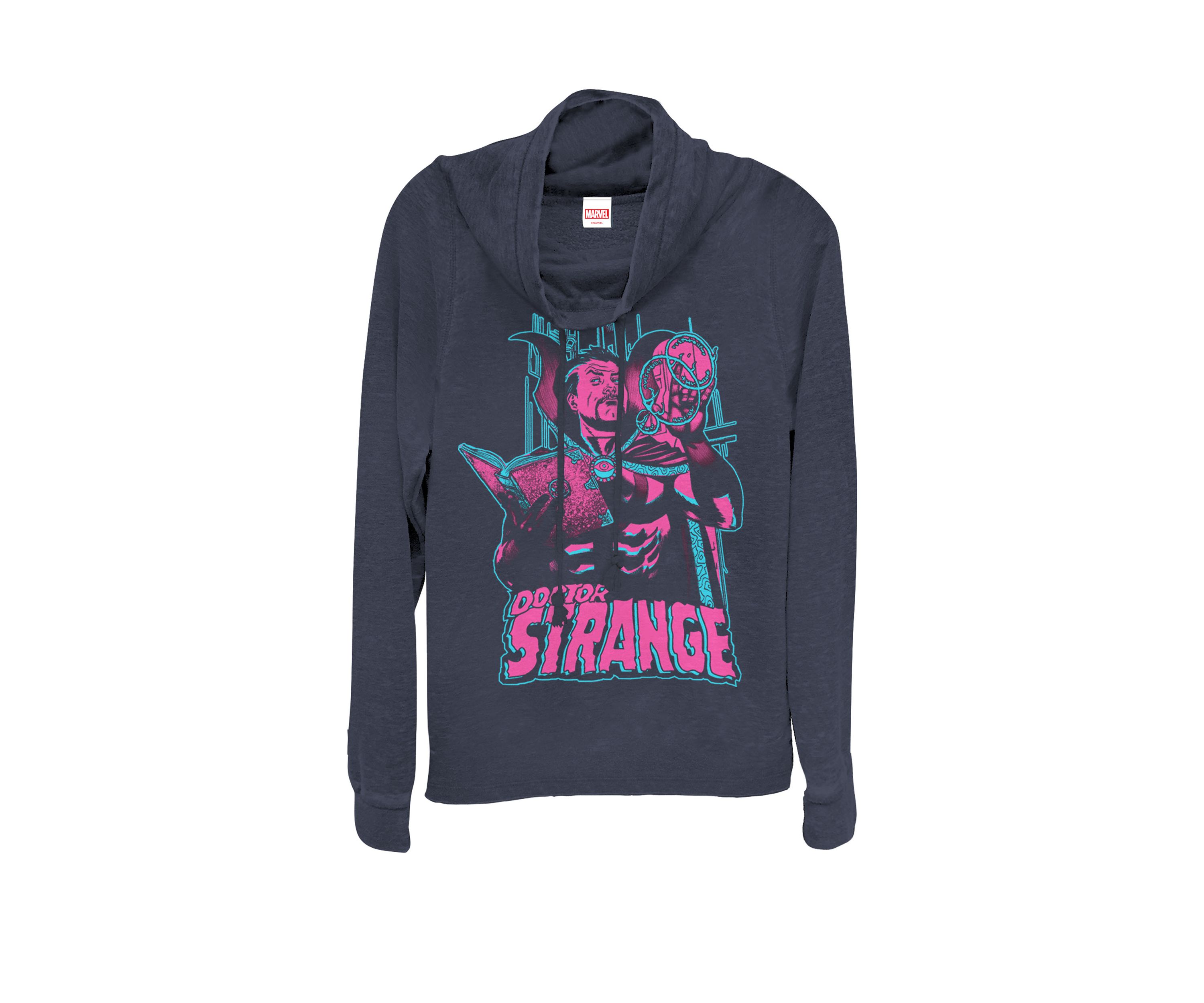 Doctor Strange Retro Neon Poster Cowl Neck Graphic Pullover