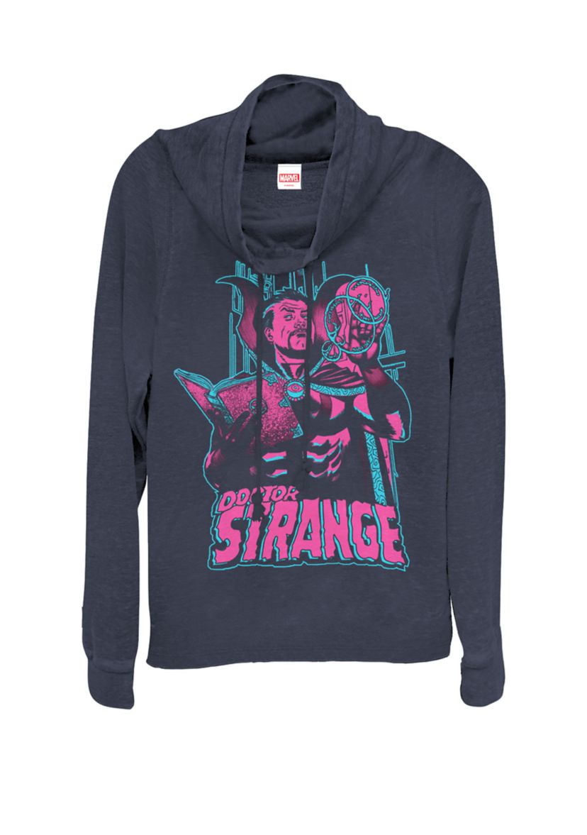 Doctor Strange Retro Neon Poster Cowl Neck Graphic Pullover