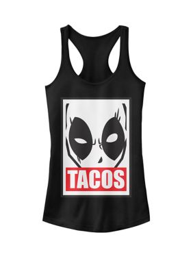 Marvel Women's Deadpool Tacos Graphic Racerback Tank Top, Black, XXL