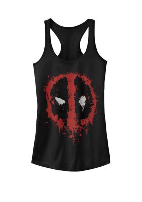 Marvel Women's Deadpool Splatter Icon Graphic Racerback Tank Top, Black, XXL