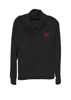 Marvel Women's Spider-Man Icon Cowl Neck Graphic Pullover, Black, XSmall