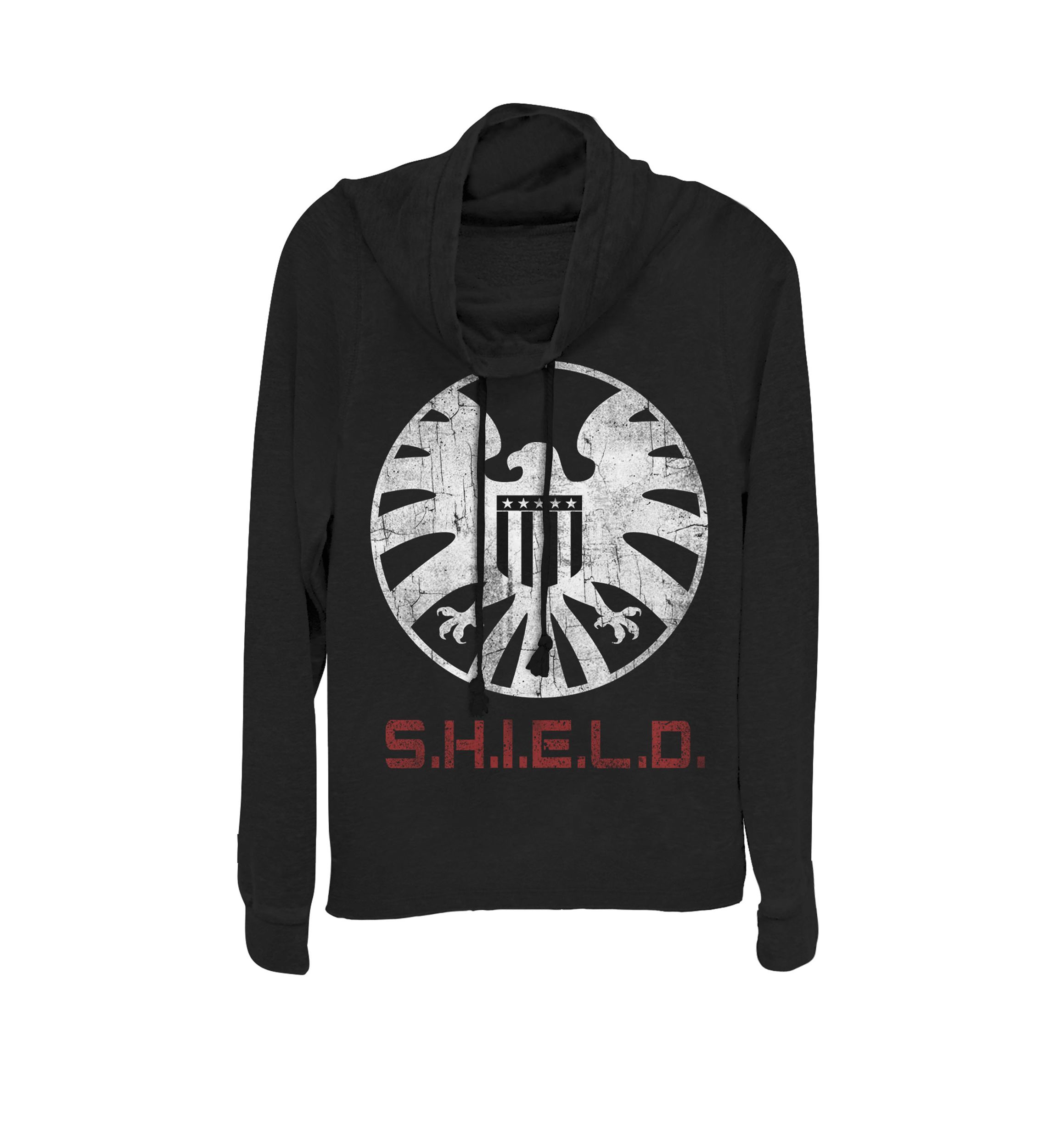 Agents of SHIELD Distressed Logo Cowl Neck Graphic Pullover