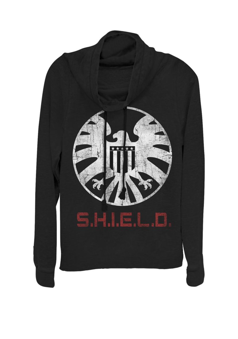 Agents of SHIELD Distressed Logo Cowl Neck Graphic Pullover
