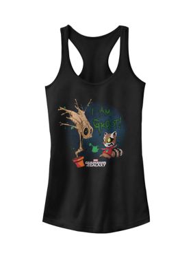 Marvel Women's Groot Rocket Guardians of Galaxy Dinner Graphic Racerback Tank Top, Black, XXL