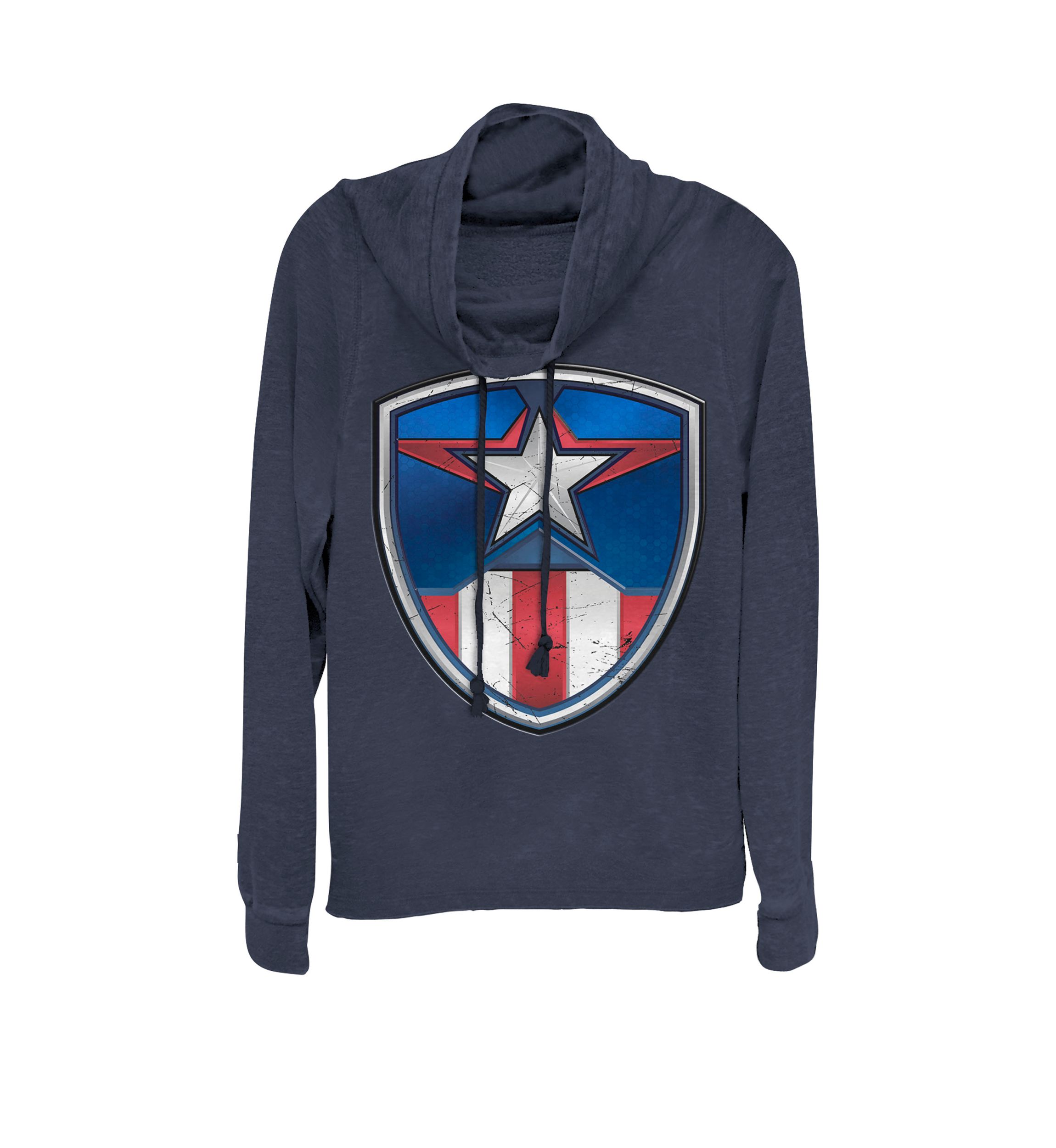 Captain America Armor Suit Cowl Neck Graphic Pullover