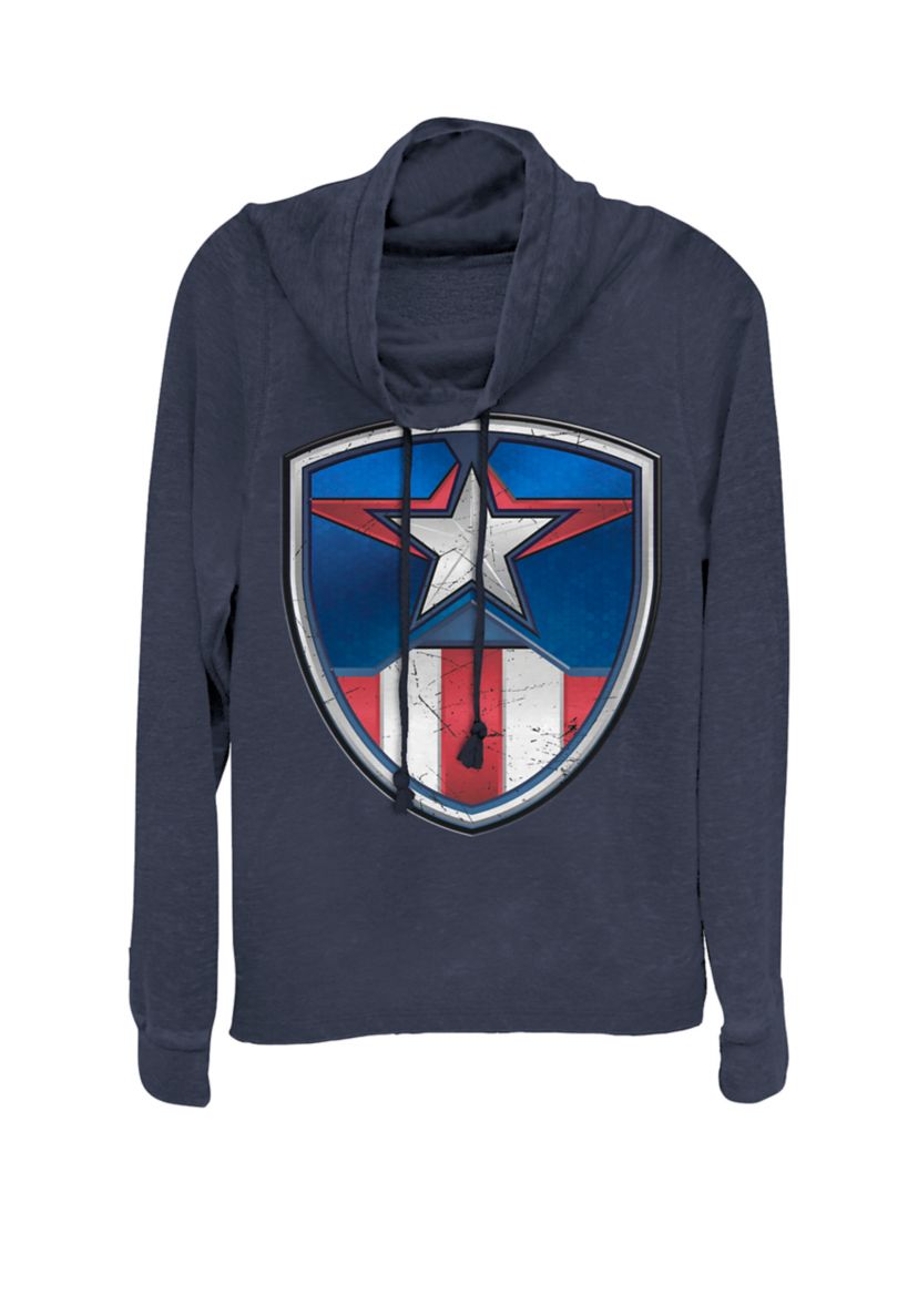 Captain America Armor Suit Cowl Neck Graphic Pullover