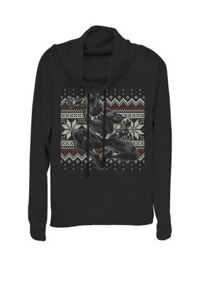 Marvel Women's Black Panther Holiday Ugly Sweater Print Cowl Neck Graphic Pullover, XSmall