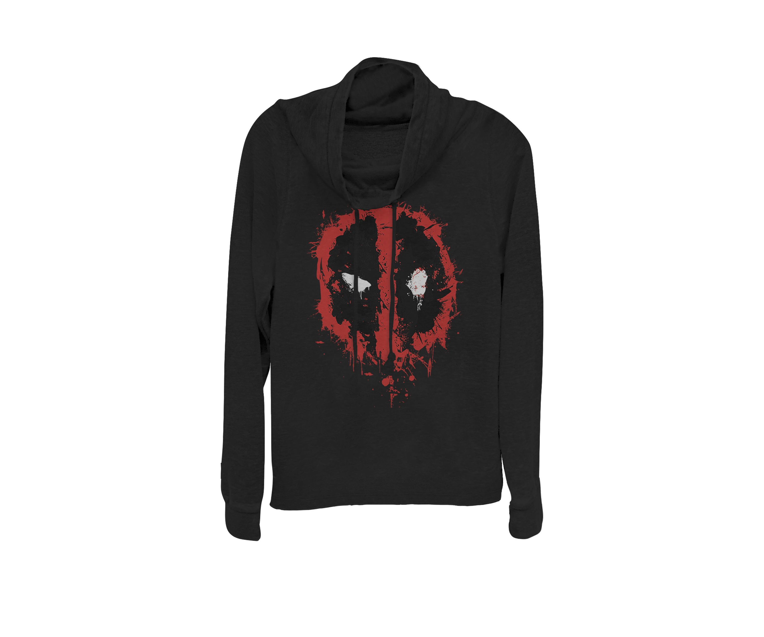  Deadpool Splatter Icon Cowl Neck Graphic Pullover 