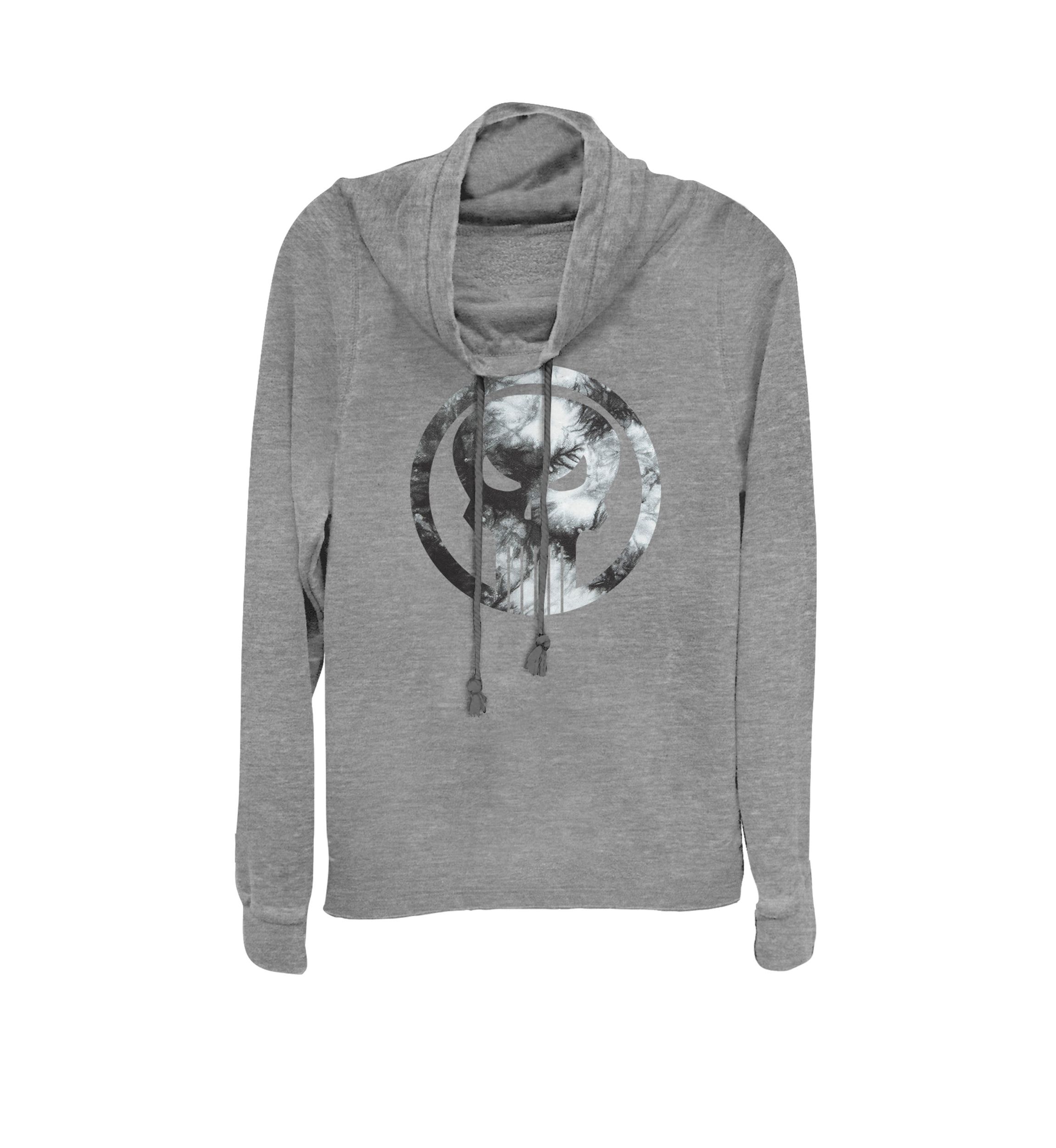 Punisher Tie Dye Mask Logo Cowl Neck Graphic Pullover