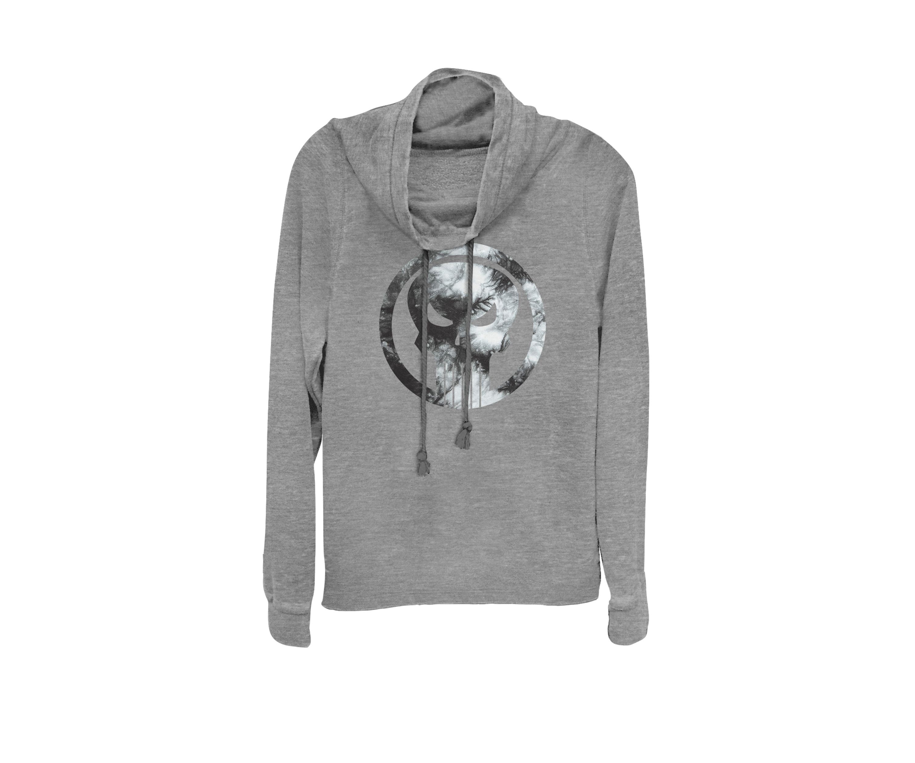 Punisher Tie Dye Mask Logo Cowl Neck Graphic Pullover