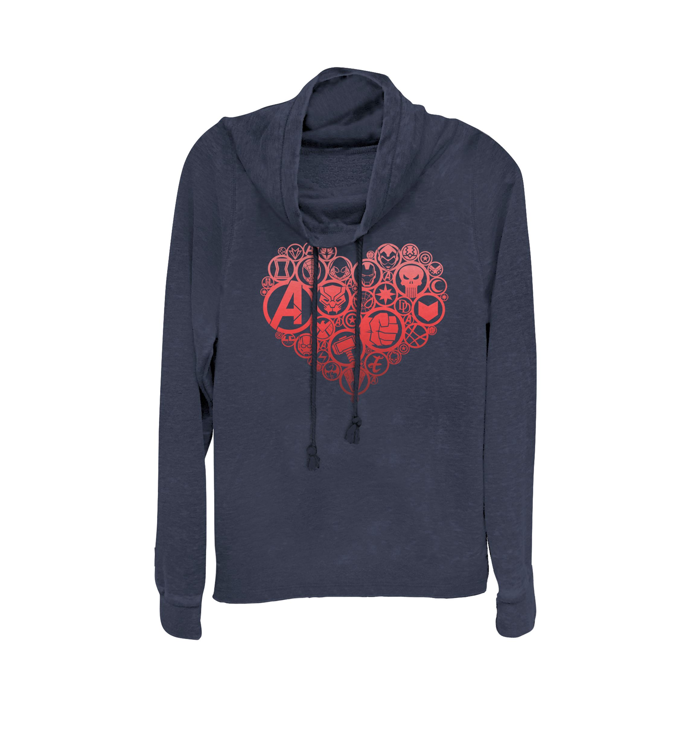Valentines Heart Icon Build-Up Fill Cowl Neck Graphic Pullover