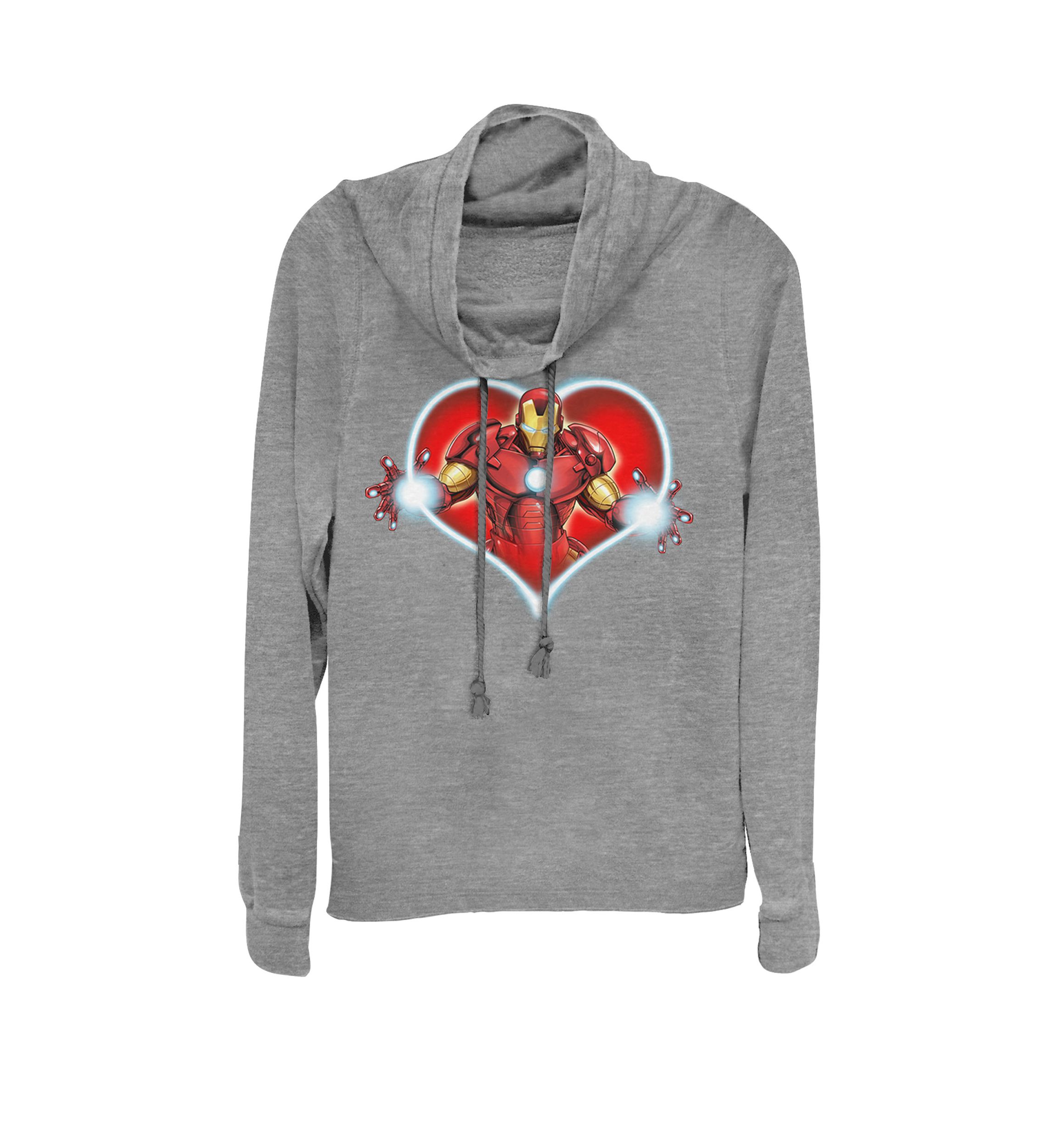 Iron Man Heart Blaster Glow Valentine Cowl Neck Graphic Pullover