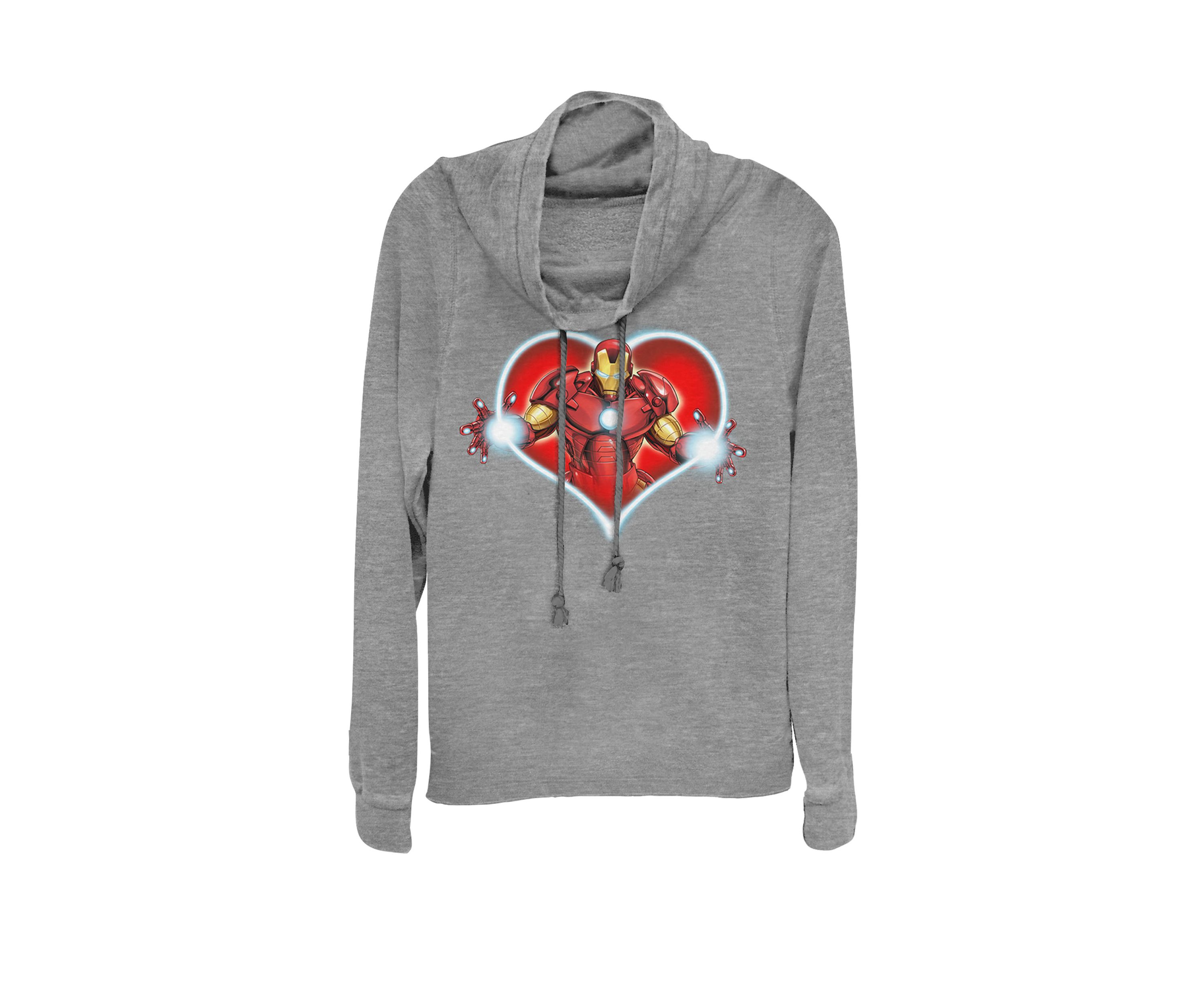 Iron Man Heart Blaster Glow Valentine Cowl Neck Graphic Pullover