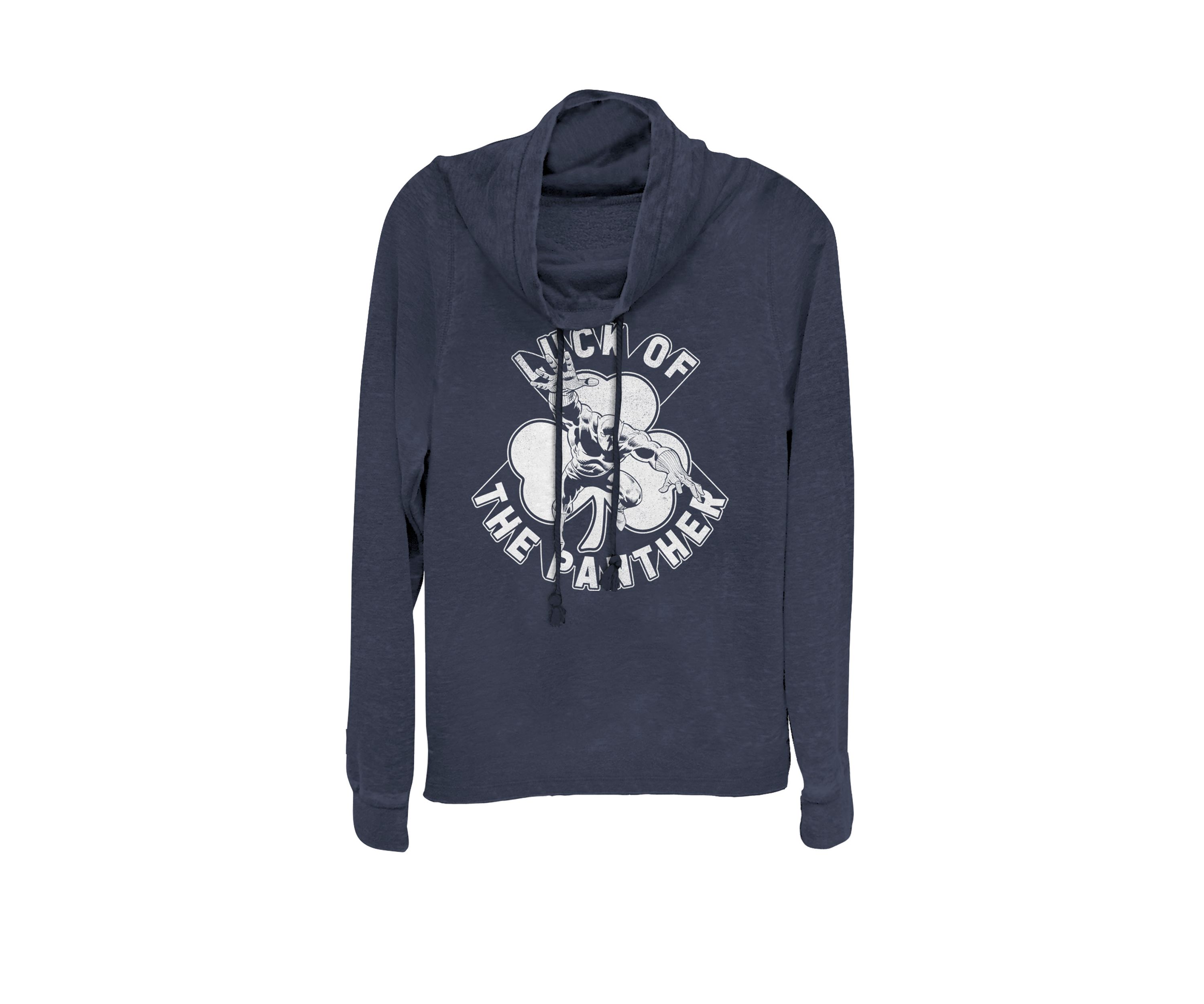 St. Patricks Day Black Panther Lucky Panther Cowl Neck Graphic Pullover