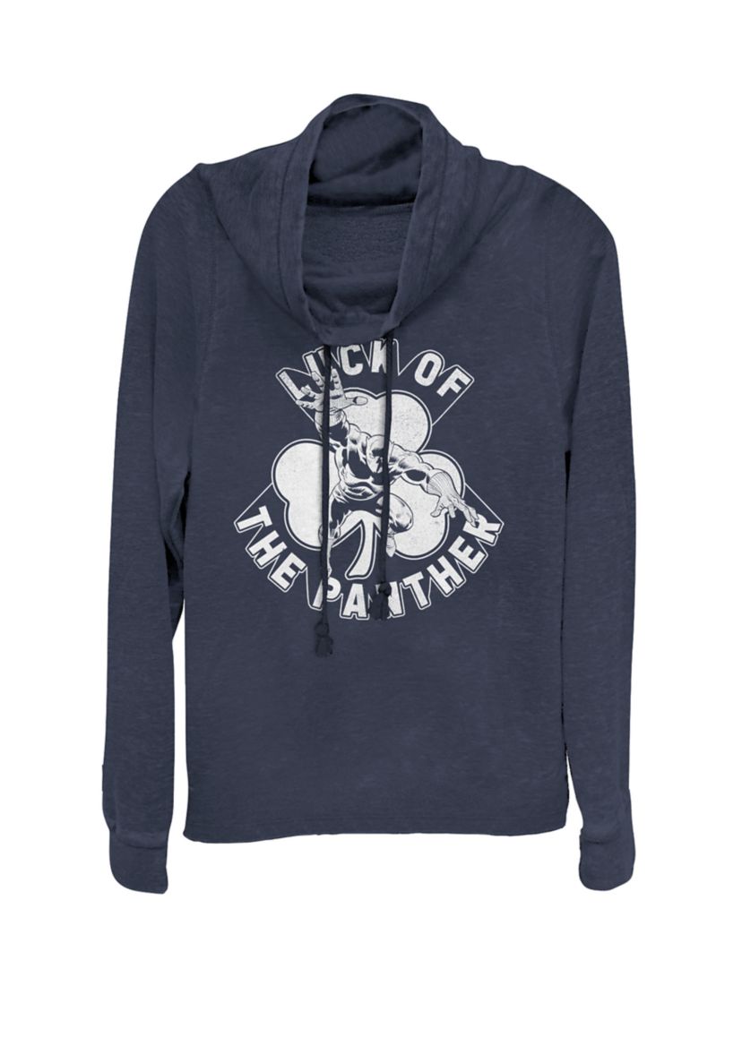 St. Patricks Day Black Panther Lucky Panther Cowl Neck Graphic Pullover