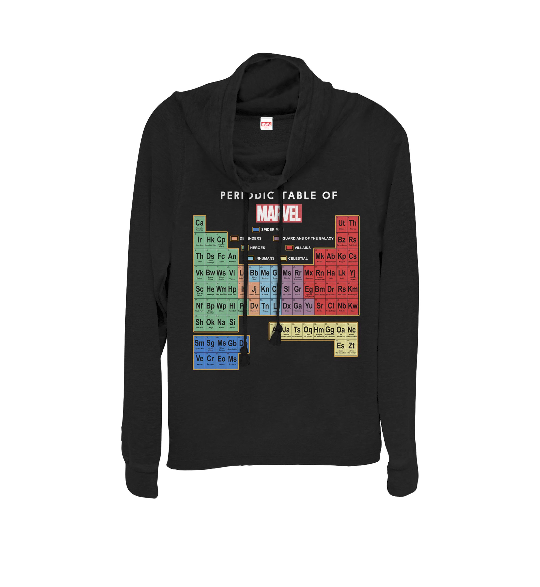 Ultimate Periodic Table Of Elements Cowl Neck Graphic Pullover