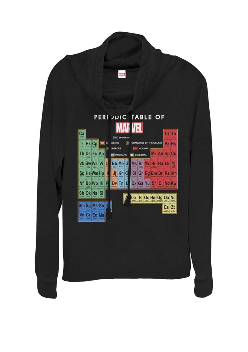 Ultimate Periodic Table Of Elements Cowl Neck Graphic Pullover