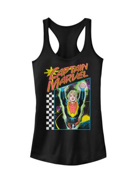 Women's Captain Marvelâ¢ Vintage 90's Style Space Poster Graphic Racerback Tank Top, Black, XXL