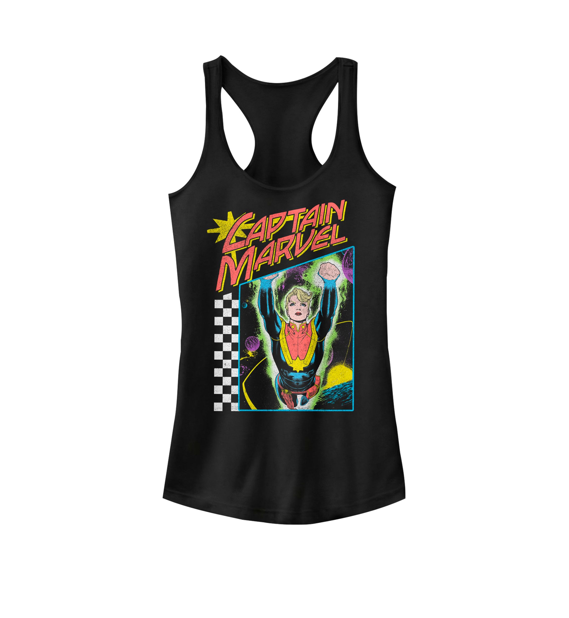 Captain Marvel™ Vintage 90s Style Space Poster Graphic Racerback Tank
