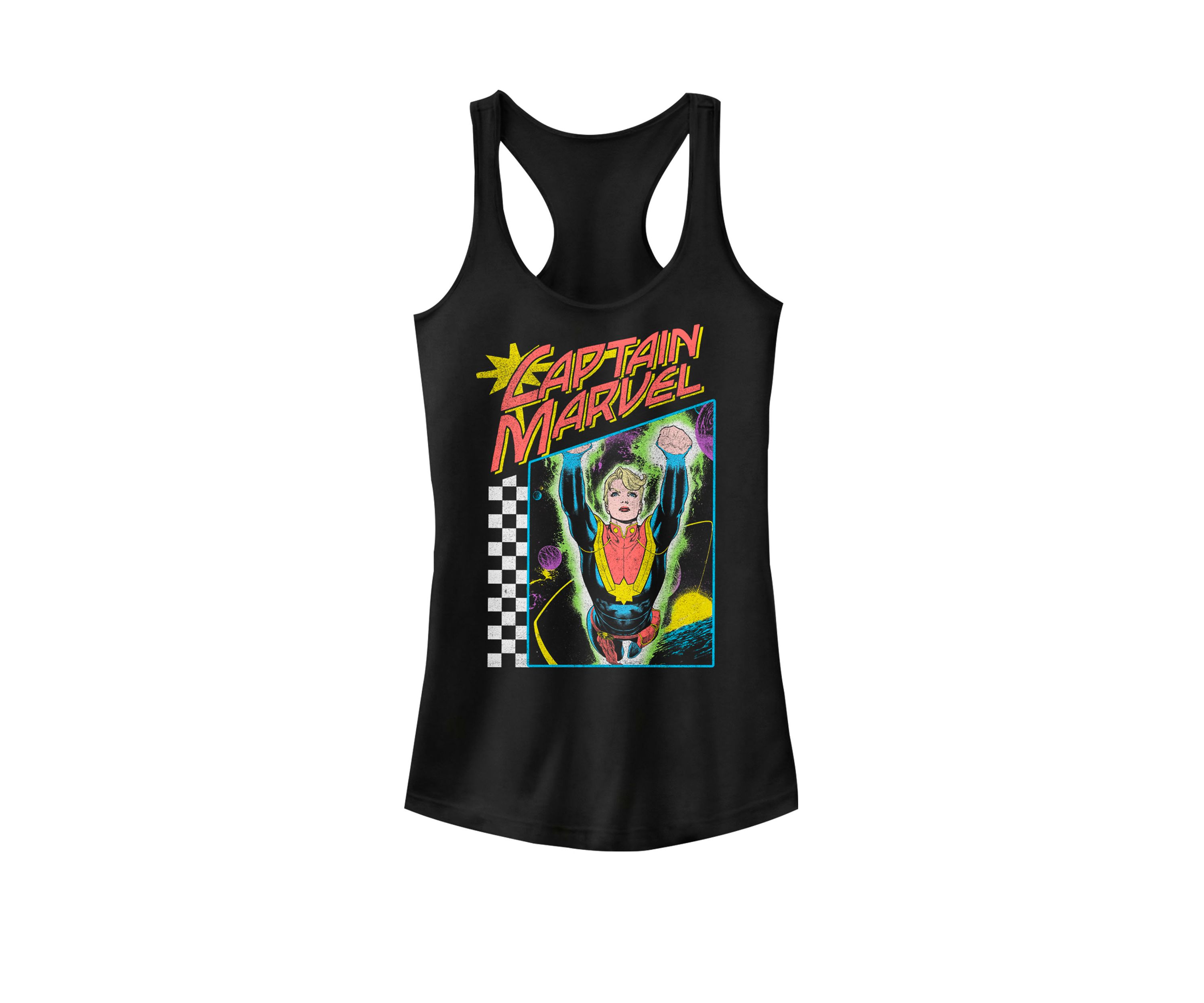 Captain Marvel™ Vintage 90s Style Space Poster Graphic Racerback Tank