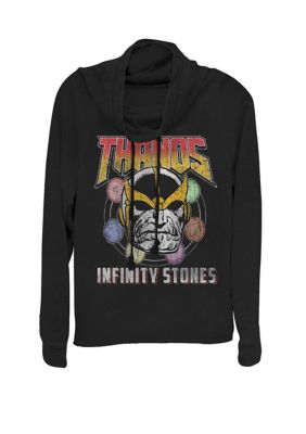 Marvel Women's Thanos Infinity Stones Comic Big Face Cowl Neck Graphic Pullover, Black, XSmall