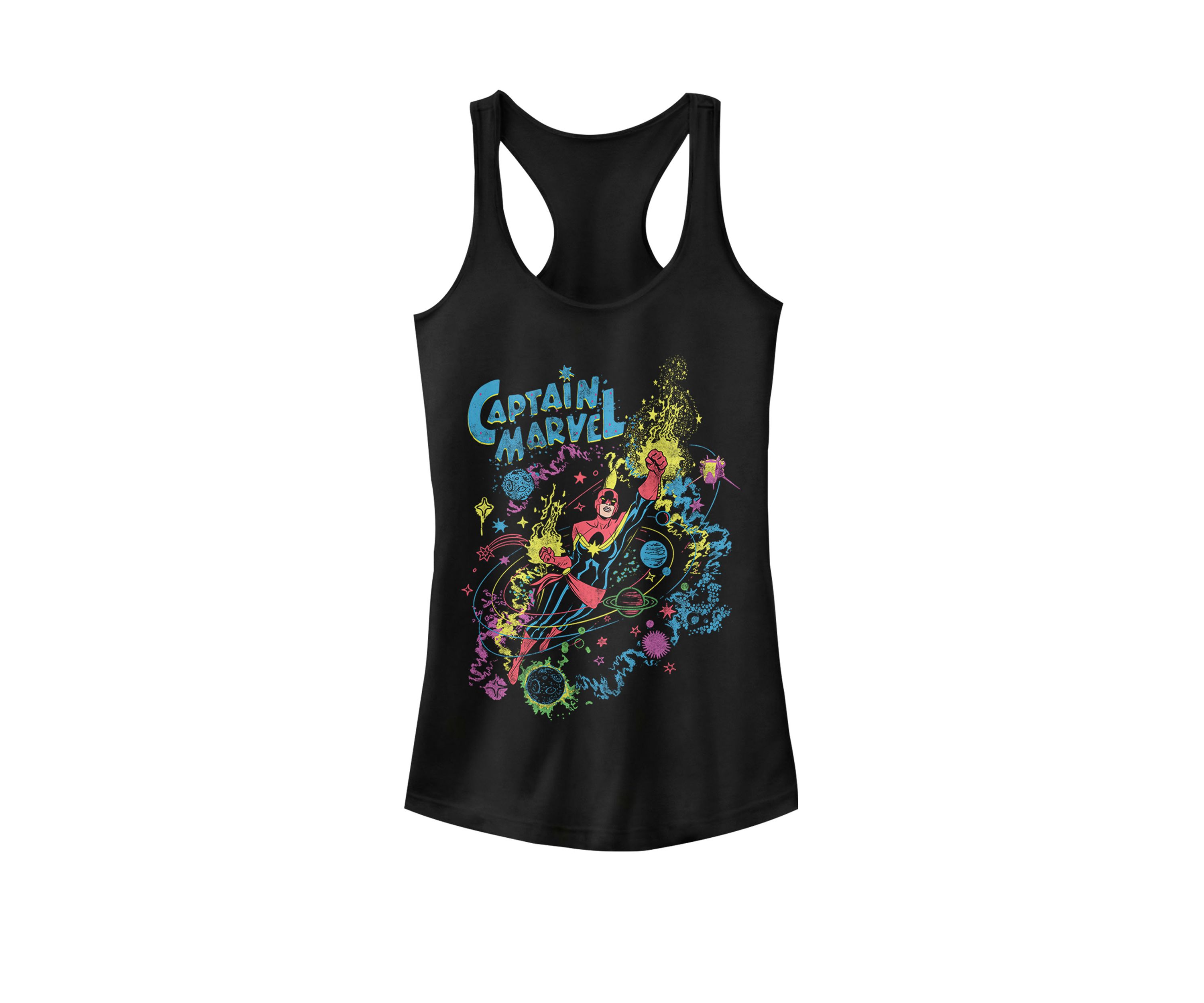Captain Marvel™ Vintage Sketched Galaxy Flight Poster Graphic Racerback Tank