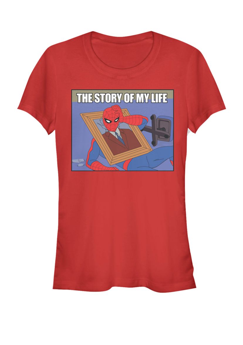 Spider-Man The Story Of My Life Funny Meme Short Sleeve Graphic T-Shirt