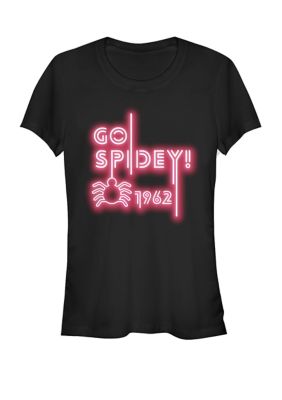Marvel Women's Spider-Man Go Spidey 1962 Neon Logo Short Sleeve Graphic T-Shirt, Black, XXL