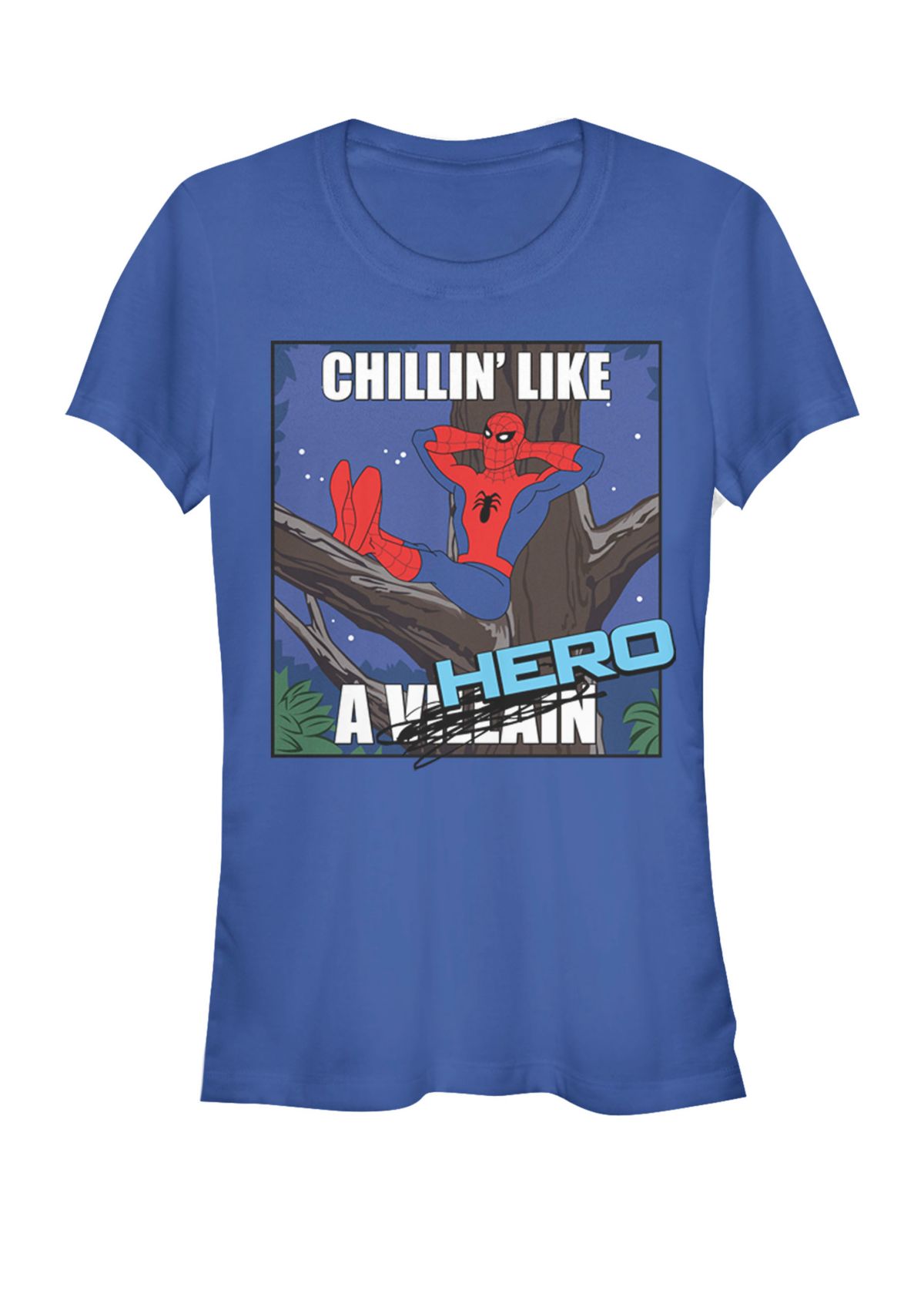 Spider-Man Chillin Like A Hero Funny Meme Short Sleeve Graphic T-Shirt
