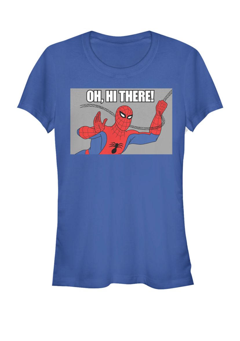Spider-Man Swinging Oh, Hi There! Vintage Portrait Short Sleeve Graphic T-Shirt
