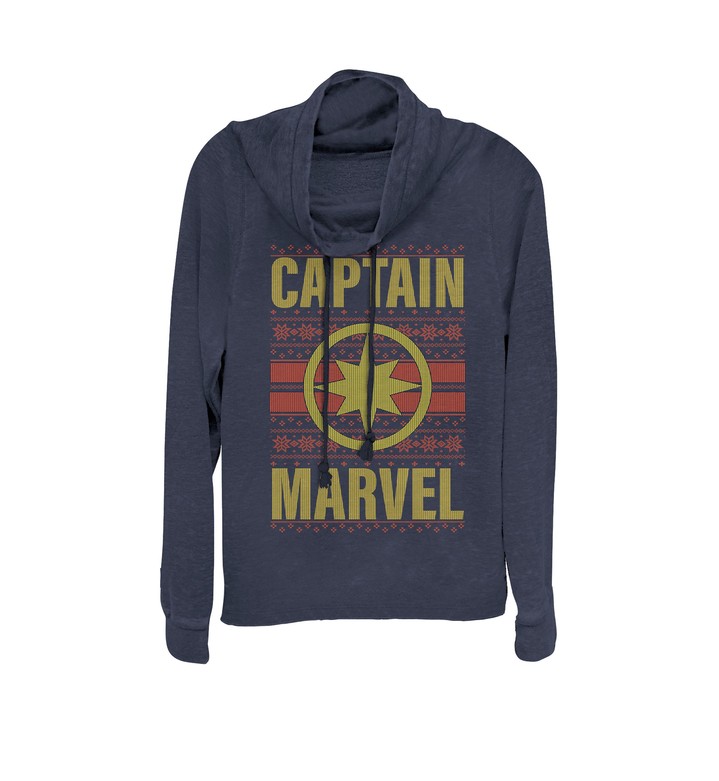Captain Marvel™ Logo Ugly Sweater Cowl Neck Graphic Pullover