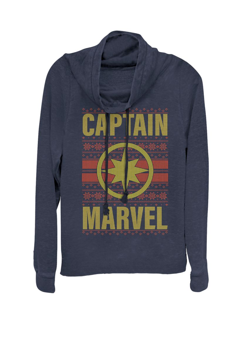 Captain Marvel™ Logo Ugly Sweater Cowl Neck Graphic Pullover