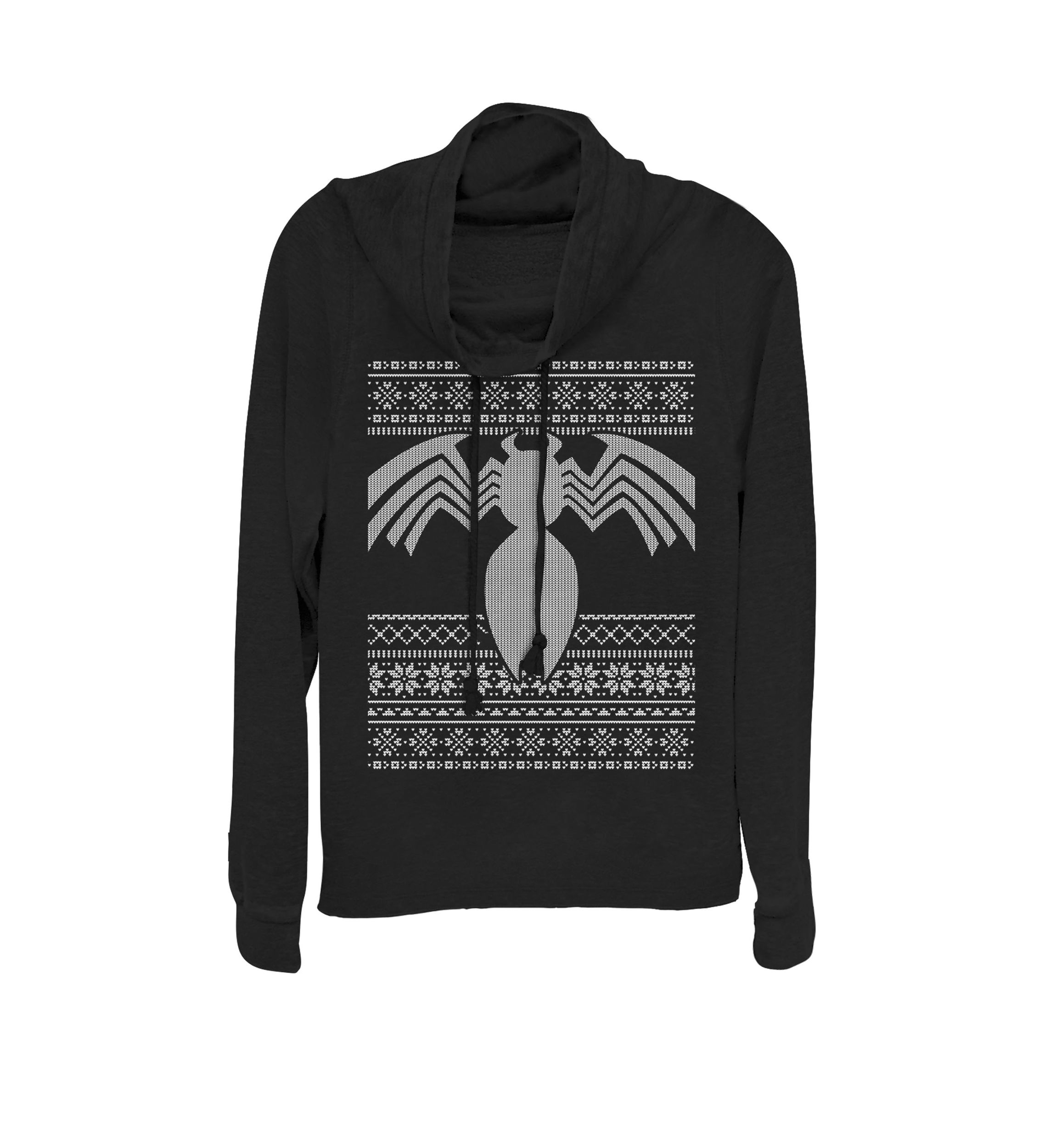 Venom Logo Holiday Ugly Sweater Cowl Neck Graphic Pullover