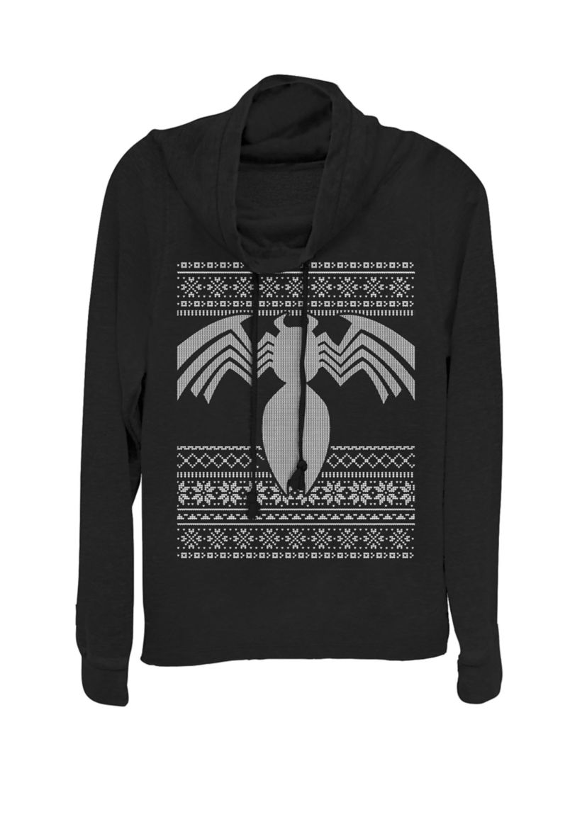 Venom Logo Holiday Ugly Sweater Cowl Neck Graphic Pullover