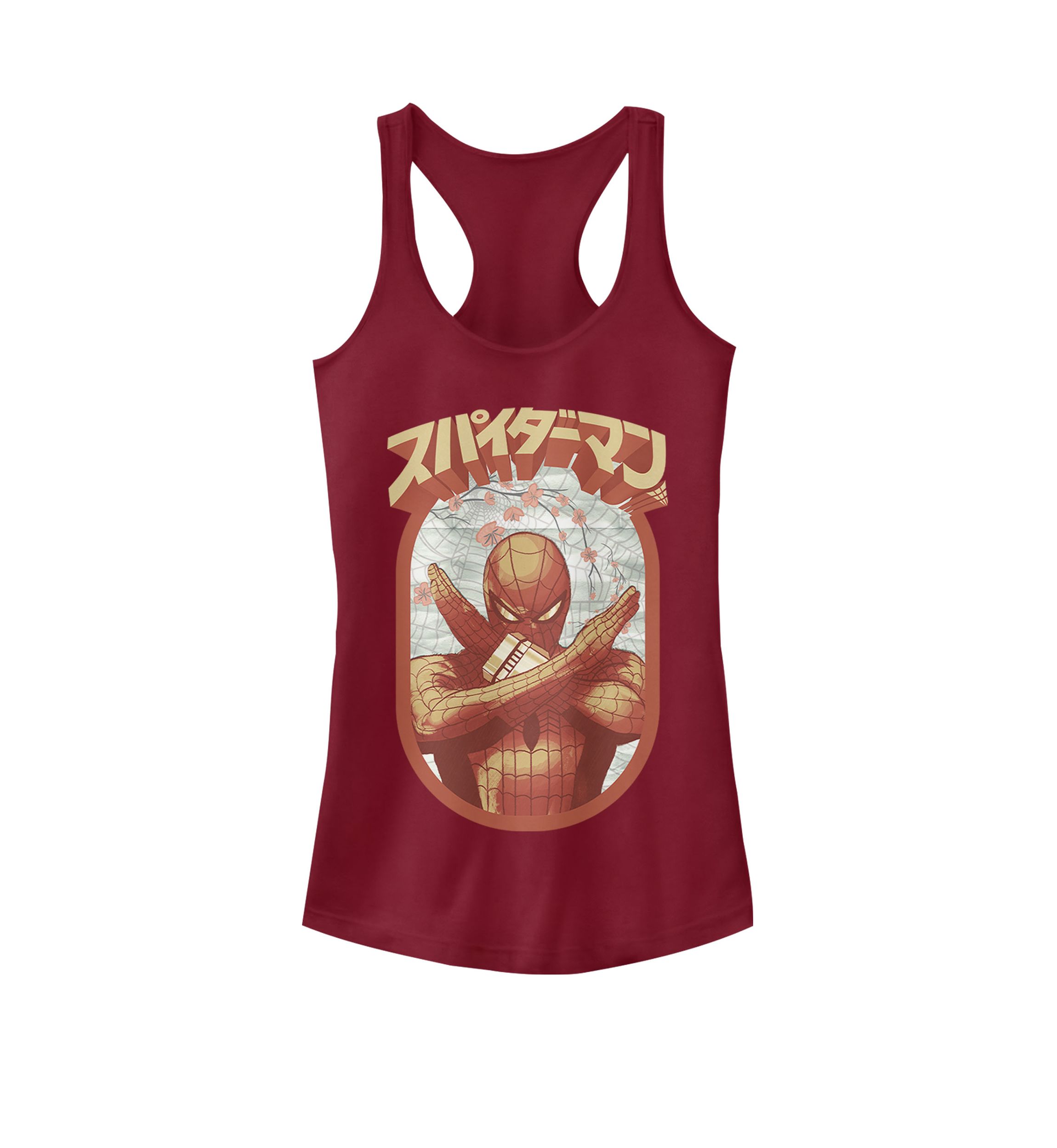 Spider Man Japanese Text Racerback Graphic Tank