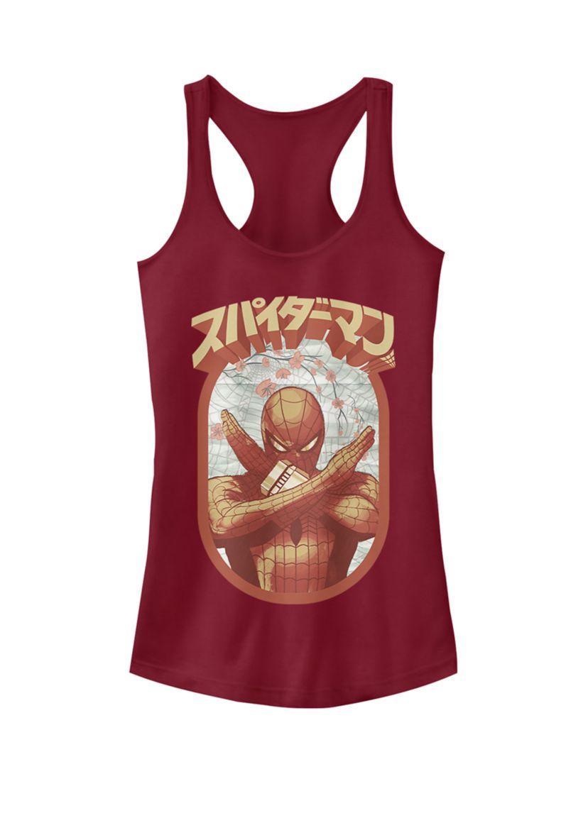 Spider Man Japanese Text Racerback Graphic Tank