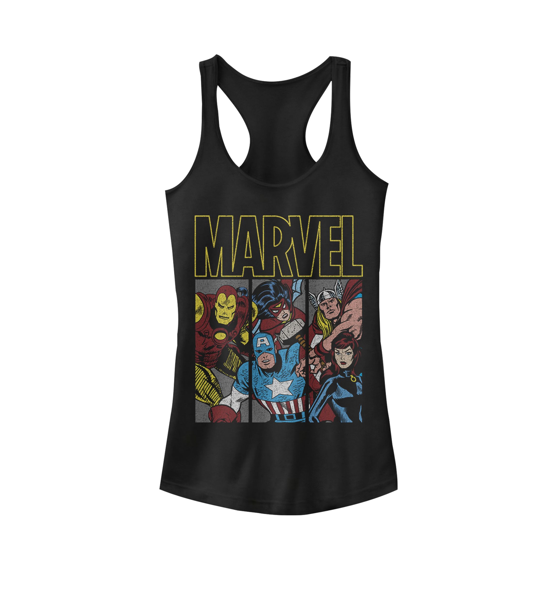 Retro Comic Avengers Panels Racerback Graphic Tank