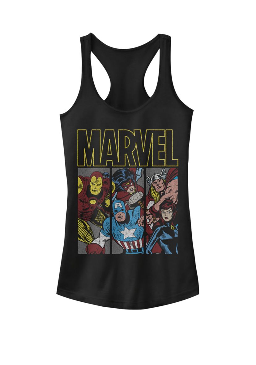 Retro Comic Avengers Panels Racerback Graphic Tank