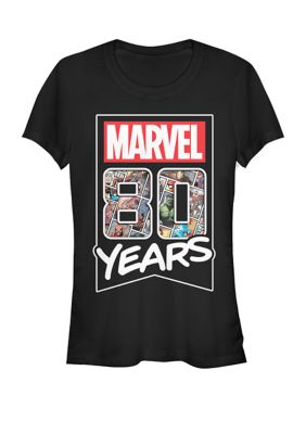 Marvel Women's 80 Years Anniversary Short Sleeve Graphic T-Shirt, Black, XXL