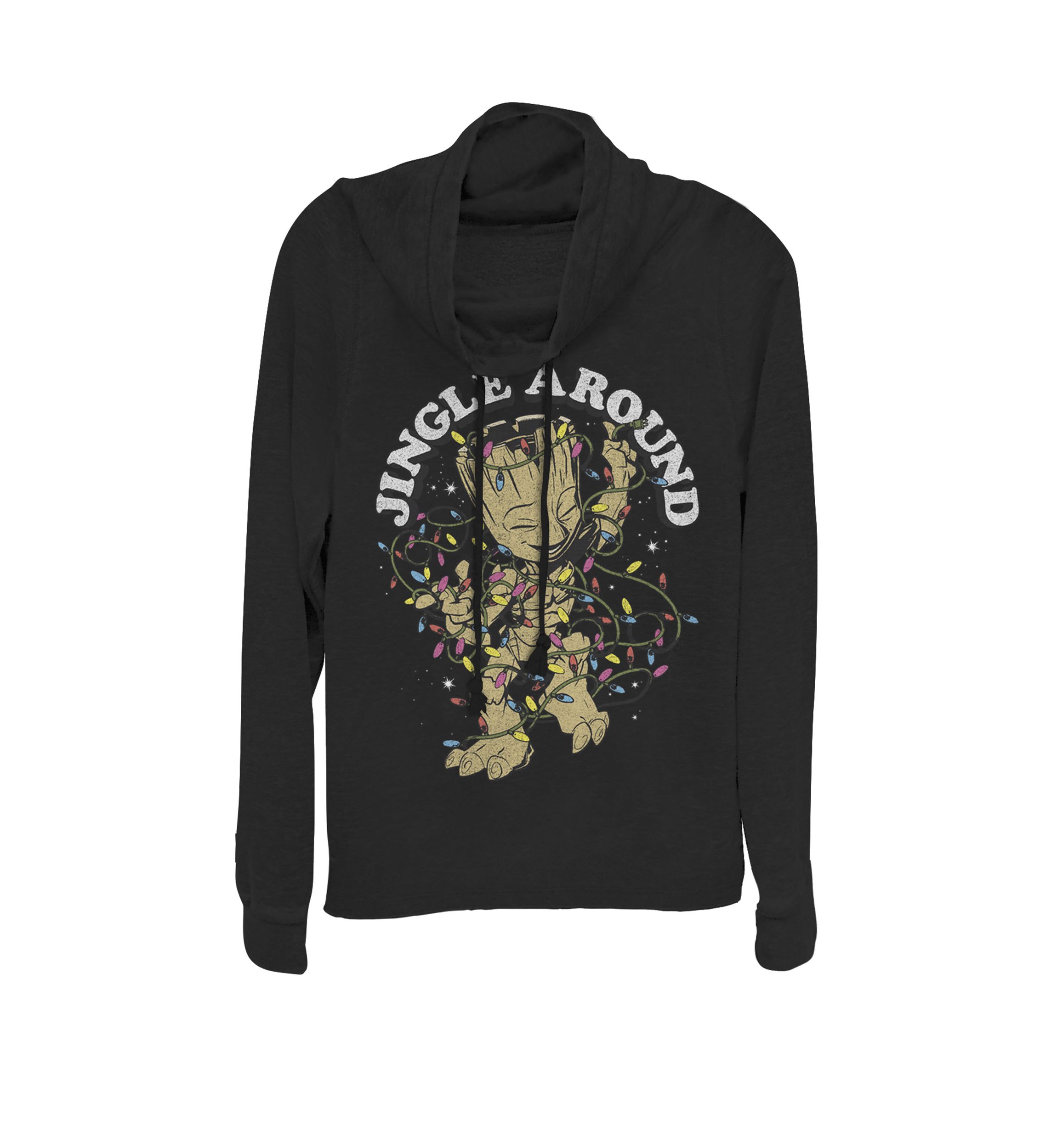 Guardians Of The Galaxy Baby Groot Jingle Around Holiday Cowl Neck Graphic Pullover
