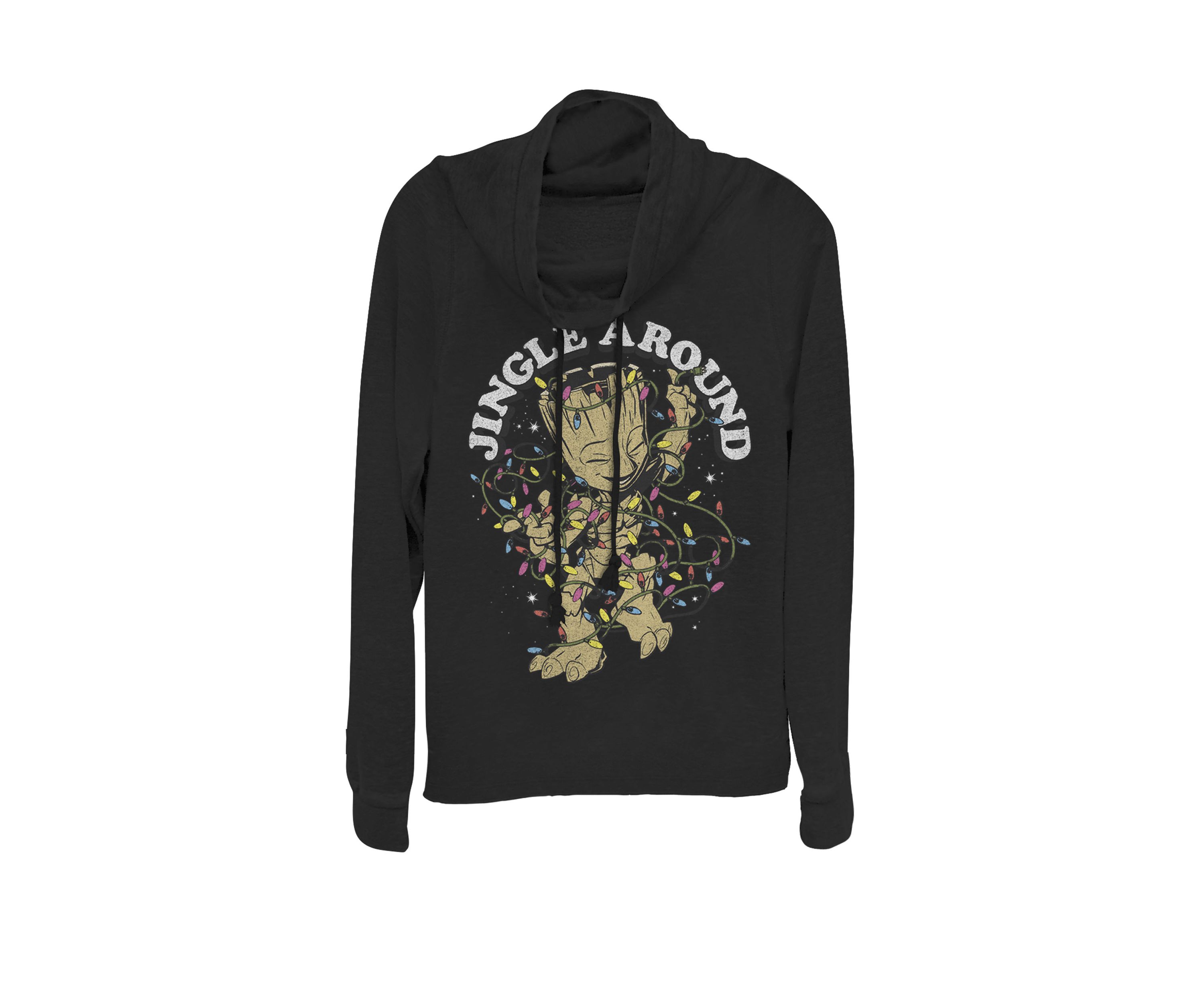 Guardians Of The Galaxy Baby Groot Jingle Around Holiday Cowl Neck Graphic Pullover