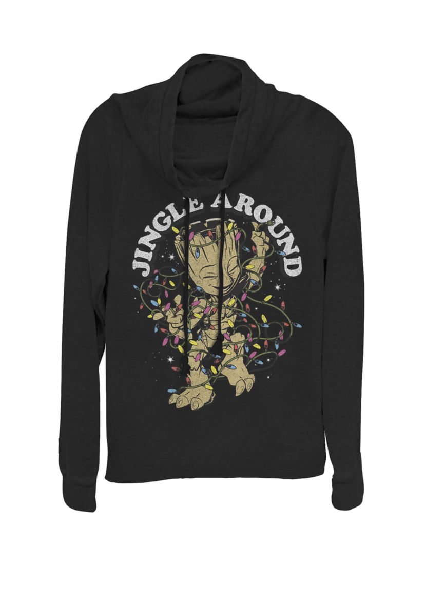 Guardians Of The Galaxy Baby Groot Jingle Around Holiday Cowl Neck Graphic Pullover