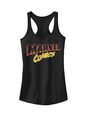 Marvel Women's Comics Retro Artsy Logo Racerback Graphic Tank Top, Black, XXL