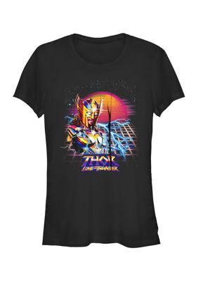 Marvel Women's Synthwave Sunset Graphic T-Shirt, Black, Large