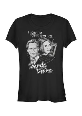 Marvel Women's Junior's Monochrome Wanda T-Shirt, Black, Small