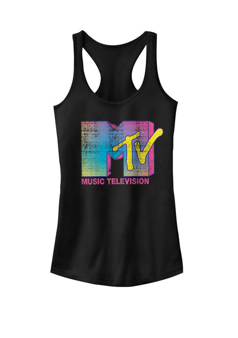 MTV Fluorescent Music Television Logo Racerback Graphic Tank